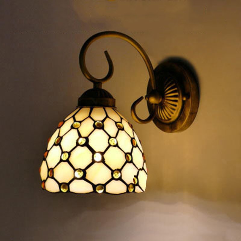 Tiffany Wall Sconce Stained Glass Sconces 1 Light Victorian Style Handmade Wall Light for Living Room Bedroom