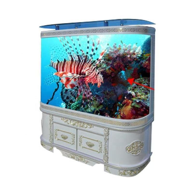 European glass acrylic fish tank cylinder large living room household landing ecological fish tank light led aquarium