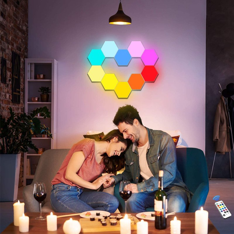 XRIVER Smart Home Lights aquarium Hexagon LED Light with RF Remote - Music Sync Color Changing Light Panels
