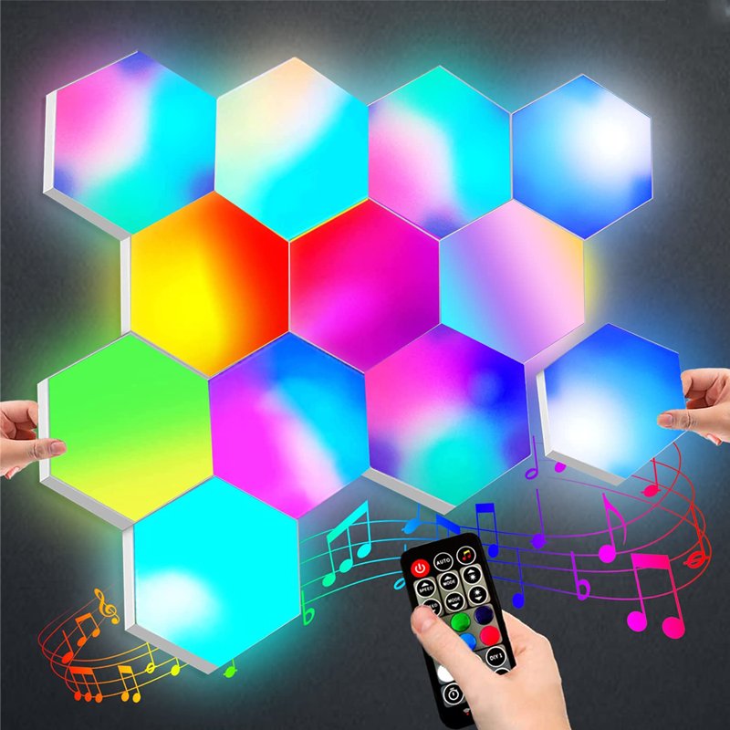 XRIVER Smart Home Lights aquarium Hexagon LED Light with RF Remote - Music Sync Color Changing Light Panels