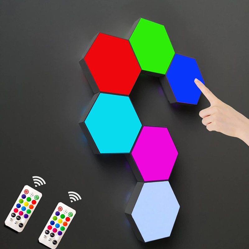 XRIVER Smart Home Lights aquarium Hexagon LED Light with RF Remote - Music Sync Color Changing Light Panels