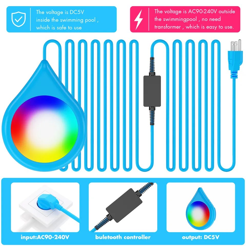 IP68 LED Pool light RGB IC APP Wifi remote control swimming pool decorative lighting lamp aquarium light