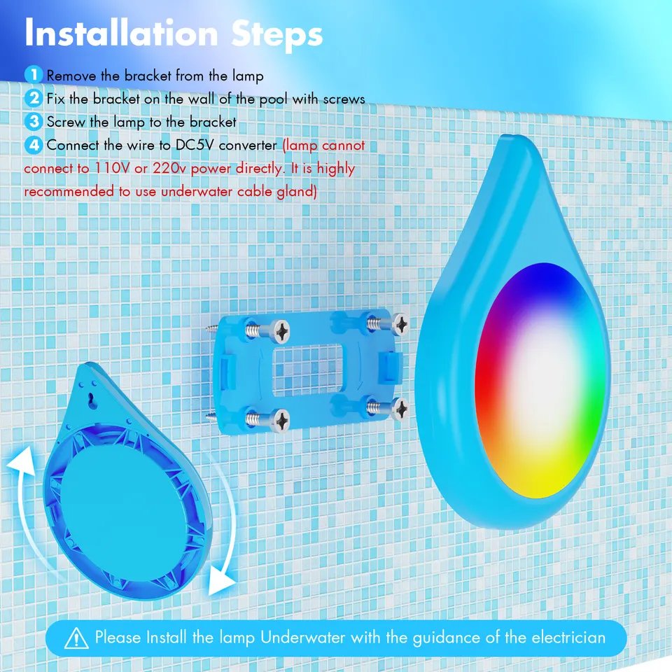 IP68 LED Pool light RGB IC APP Wifi remote control swimming pool decorative lighting lamp aquarium light