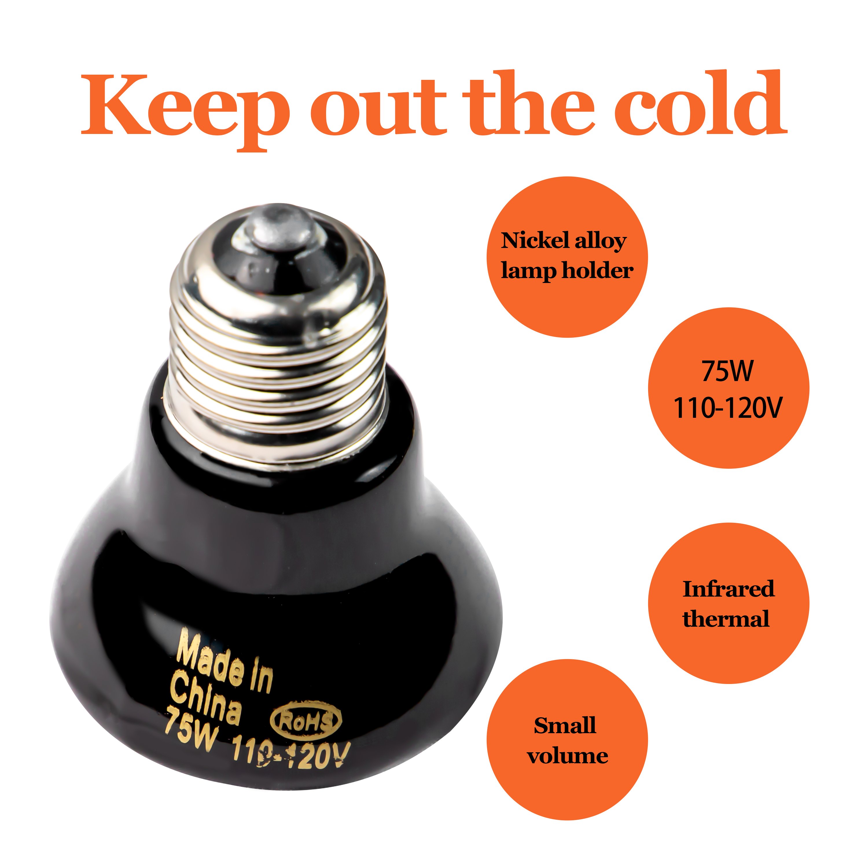 100 Watt Reptile Heat Emitter Infrared Ceramic Heat Lamp Black Emitter Bulb for Pet Coop Chicken Lizard Turtle Brooder Aquarium