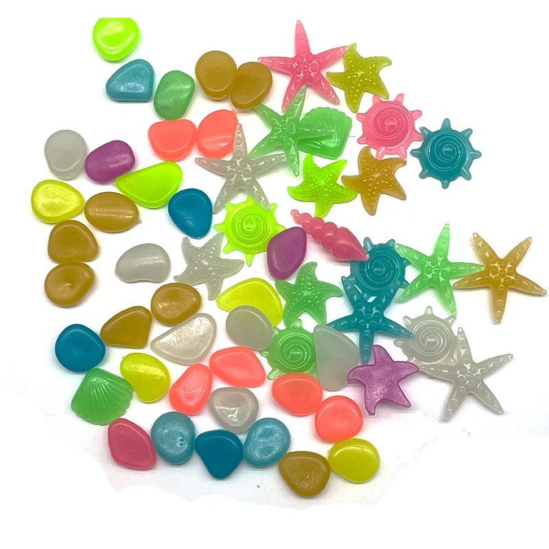 Popular color glow-in-the-dark stones glow in the dark fish tank garden pavement decoration resin ceramic luminous stones