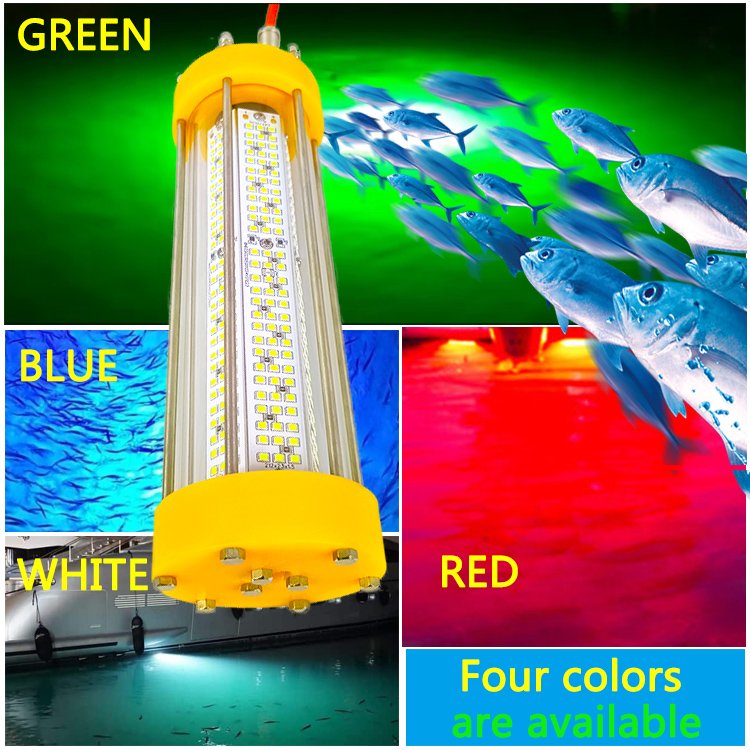12V 200W IP68 LED Lamp for Salmon Farming and Deep Sea Fishing Green White Underwater Fish Lures Lighting Fishing Lights