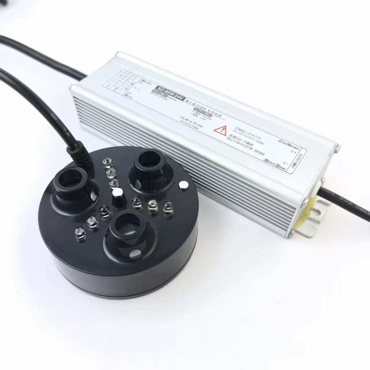 Hot Sale 3 heads plastic Industrial Ultrasonic Humidifier Fogger Mist Maker with Led Lights for Garden Pond Landscape