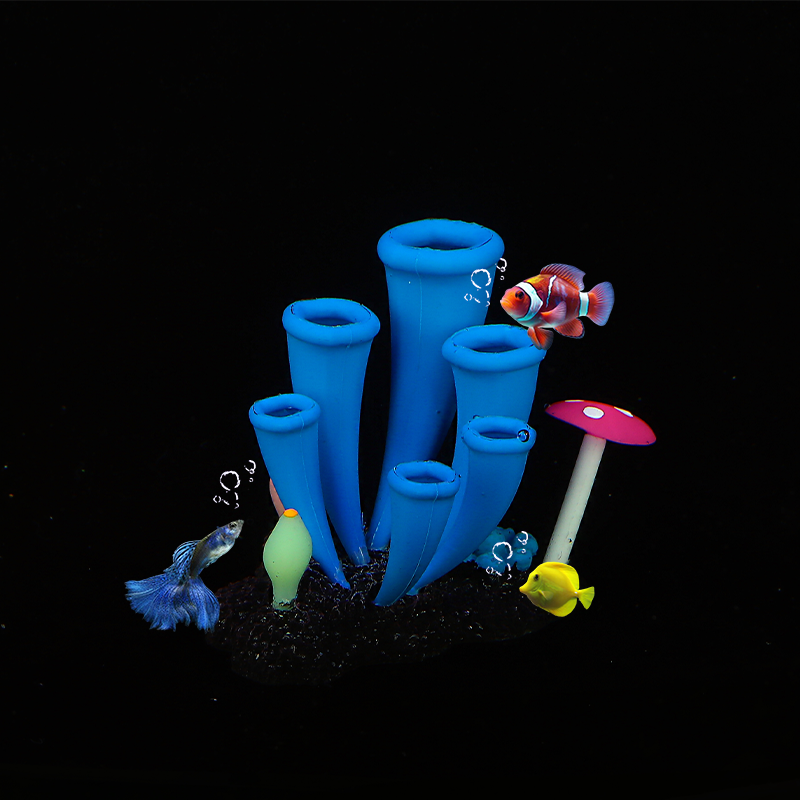 Fish Tank Accessories Aquarium Simulation Horn Coral Silicone Fluorescent Coral Glow Ornament Aquarium Landscape