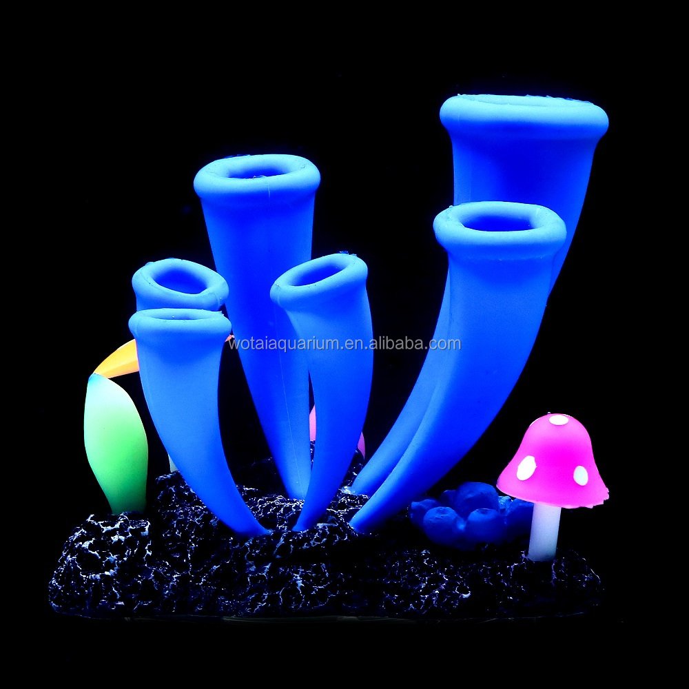 Fish Tank Accessories Aquarium Simulation Horn Coral Silicone Fluorescent Coral Glow Ornament Aquarium Landscape