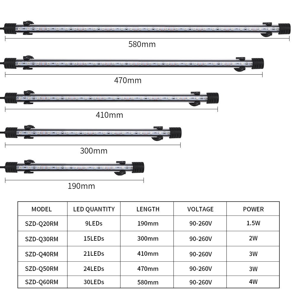 Remote Control RGB Aquarium Submersible Lights Dimmable Waterproof LED Fish Tank Light For Fishbowl Tanks Aquariums Lighting