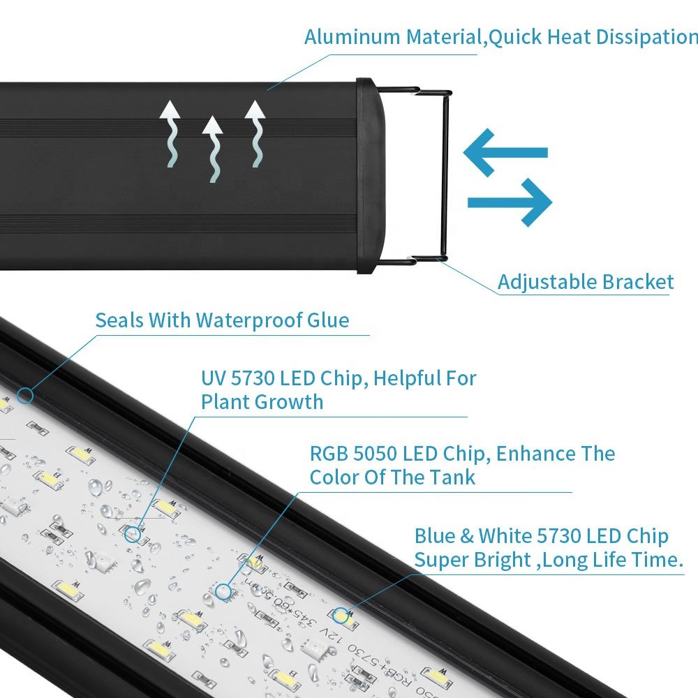 Aquarium LED light Full spectrum adjustable lighting Water Plant Grass LED Light Aquarium Fish Tank Lamp