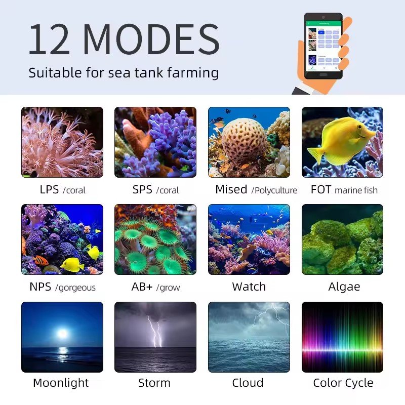 Premium Quality LED Aquarium Light Coral Reef Light APP Control Rgb Full Spectrum Lamp For Saltwater Tank