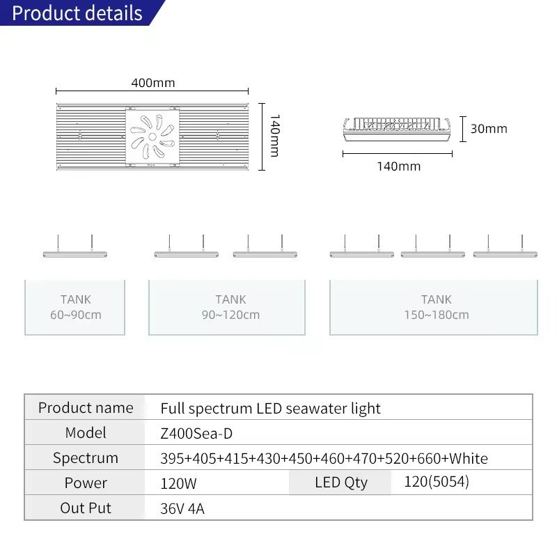 Premium Quality LED Aquarium Light Coral Reef Light APP Control Rgb Full Spectrum Lamp For Saltwater Tank