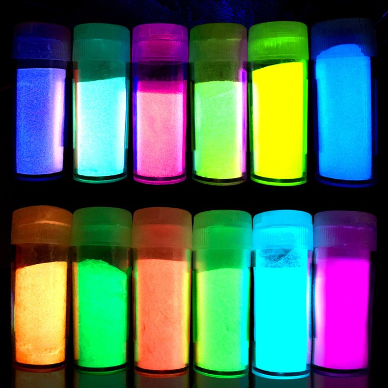 Factory wholesale long lasting super bright Color Diy makeup Phosphor Glow In Dark Pigment Fluorescent Luminous Neon Powder