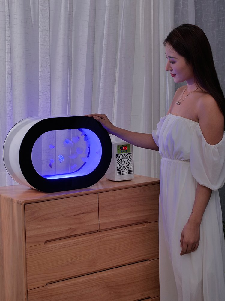 Spot goods offer top table viewing aquarium jellyfish ecological tank black jellyfish tank multi-purpose acryl tank