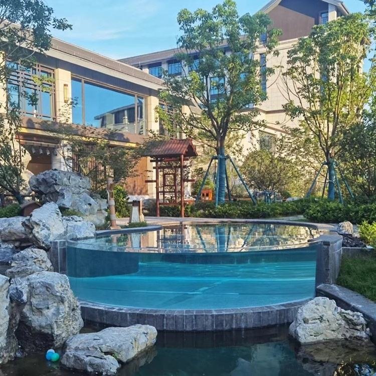 Outdoor endless acrylic swimming pool project above ground Cast clear plexiglass Acrylic aquarium swimming pool building