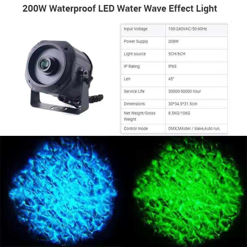 AOPU The Most Popular 200W Waterproof LED Water Wave Projector Effect Light LED Wall Washer For Aquarium Scenic