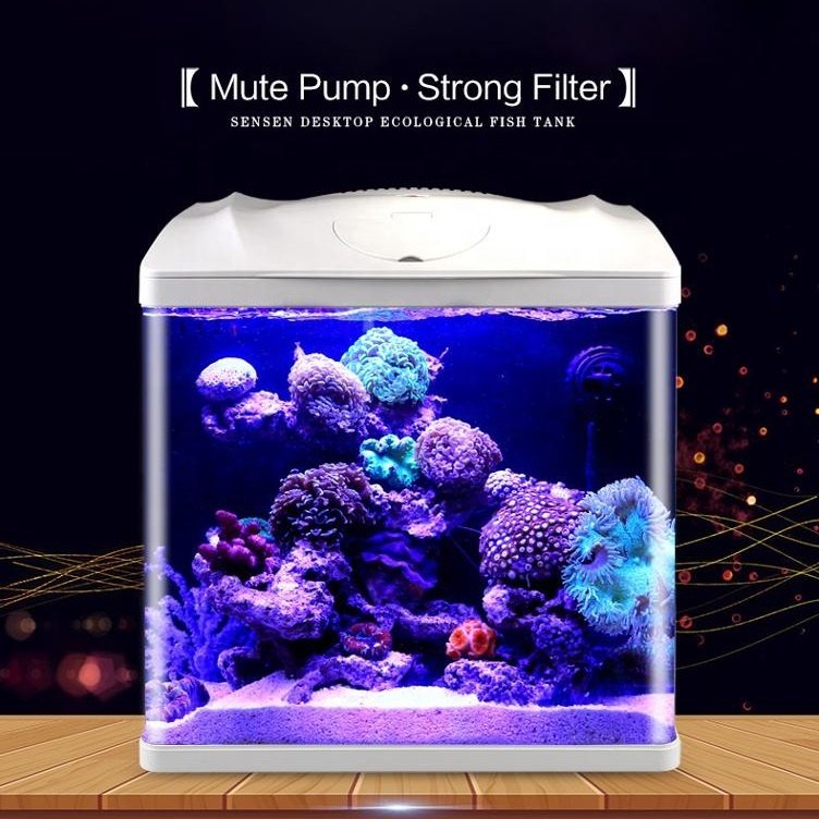29L Eco smart Aquarium Tropical Curve Table Fish Tank with LED light and mini pump