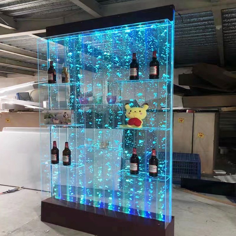 modern room divider led rainbow color acrylic bubble water wall water fountain indoor home decoration