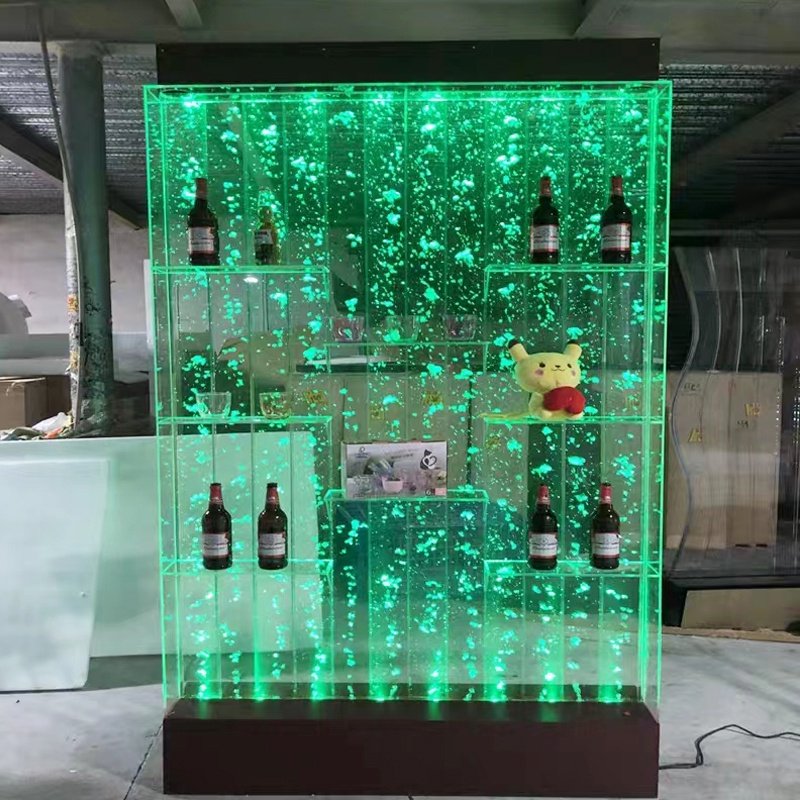 modern room divider led rainbow color acrylic bubble water wall water fountain indoor home decoration