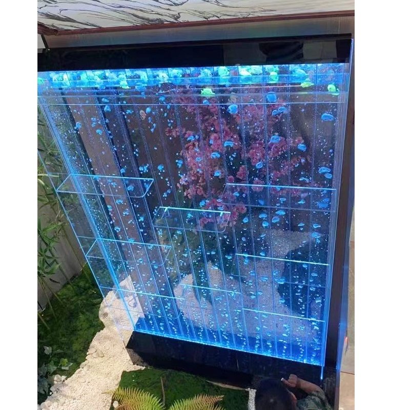 modern room divider led rainbow color acrylic bubble water wall water fountain indoor home decoration