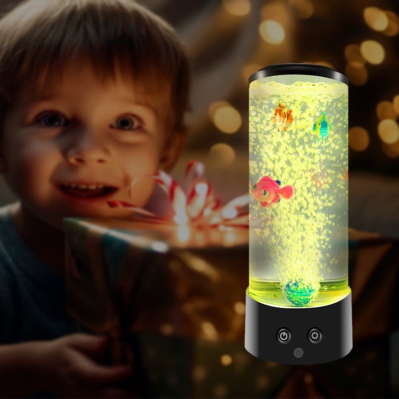 Bubble Fish Lamp with Remote Control, Moving Fish Aquarium Night Lights with Color Changing LED Light Novelty Gifts 50 12 15 0.5