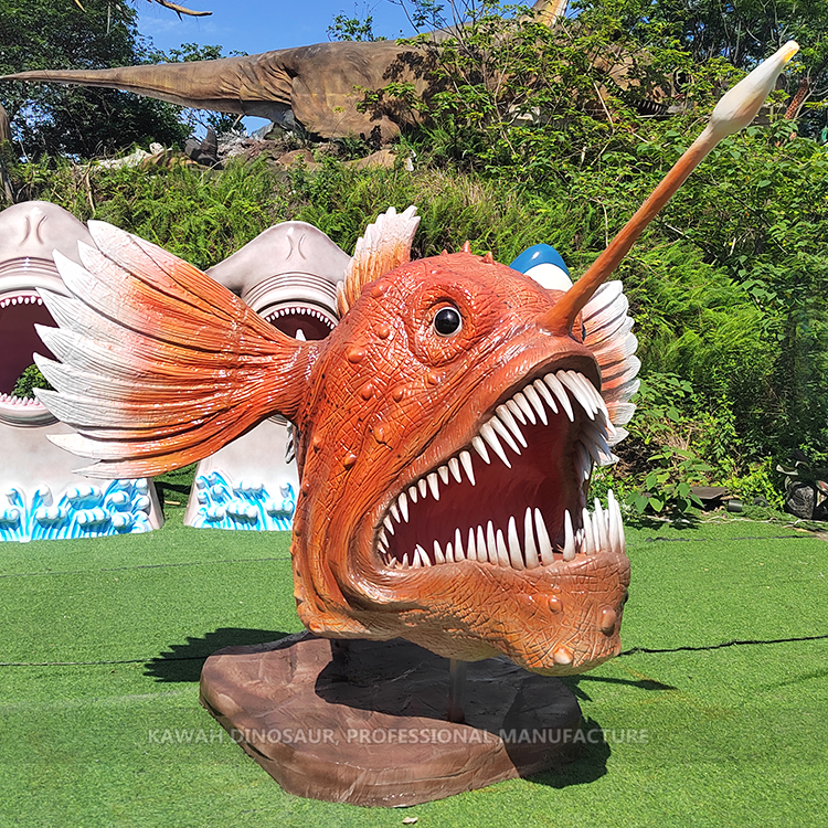 Customized Deep Sea Fish Statue Animatronic Anglerfish with LED Light for Ocean Park