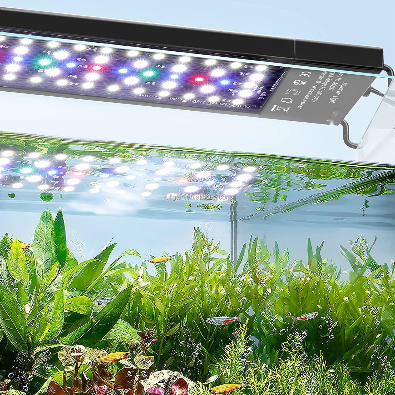 Fullgain Best Full Spectrum Planted Bracket Stand Aquarium Light Fish Tank Lights Fresh Water 12 18 24 32 36 48 54 Inch LED IP68