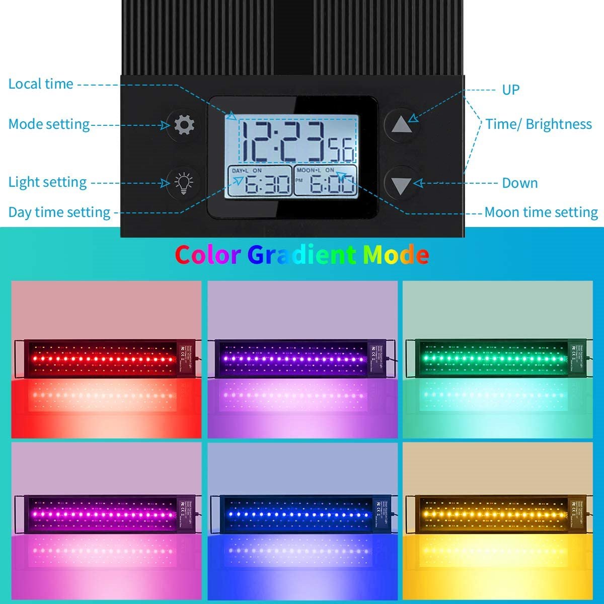 aquarium led light lighting full spectrum, aquarium led light bar, Build in Timer Auto On Off led aquarium lights