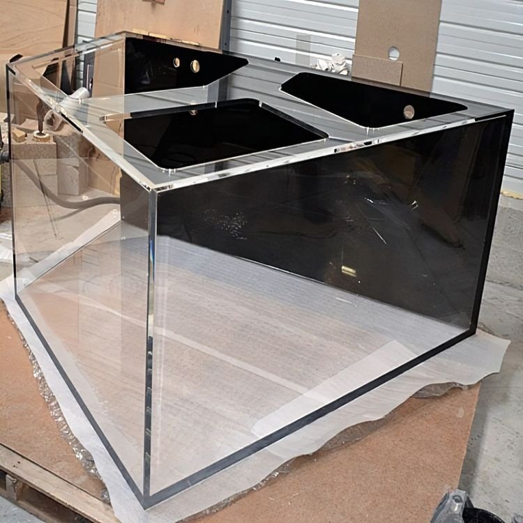 Anti UV Acrylic Aquarium Overflowing Water Circulation Rectangular Clear Acrylic Aquariums