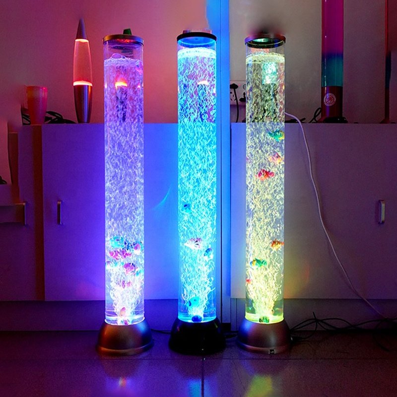 Factory Sale 3.94ft Aquarium Led Light Floor Lamps Bubble Fish Tube Night Light with 7 Color Light Effects & Remote Control