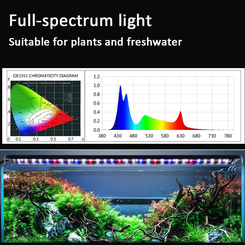 LED Aquarium Light for 12-18 Inches Fish Tank, 24/7 nature mode Full Spectrum Fish Tank Light with Timer, Brightness Adjustable