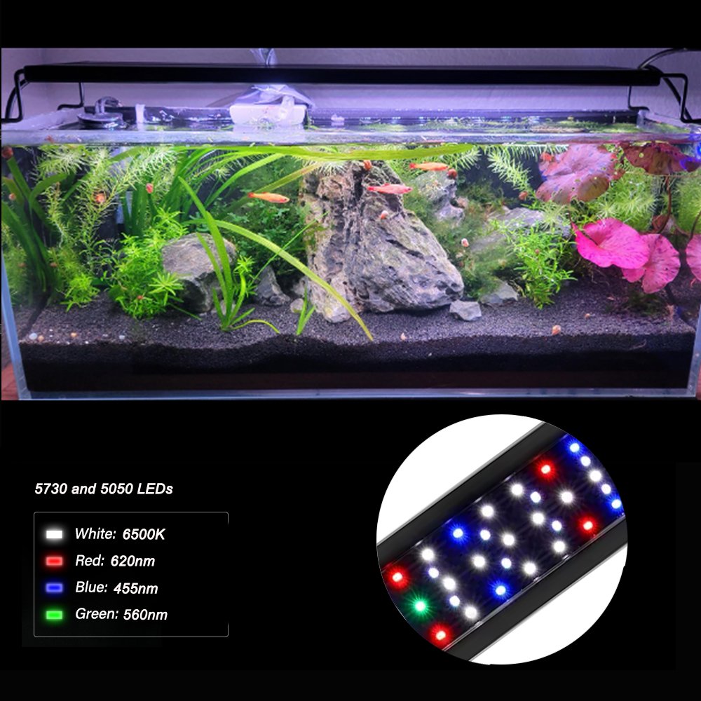 LED Aquarium Light for 12-18 Inches Fish Tank, 24/7 nature mode Full Spectrum Fish Tank Light with Timer, Brightness Adjustable