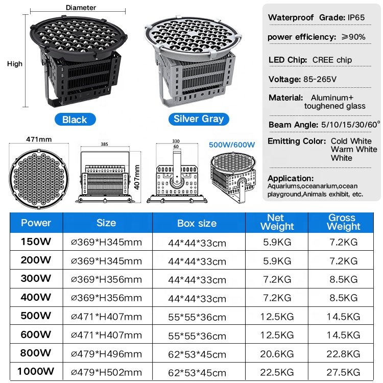 High Power 350W 500W 1000W Marine Aquarium Led Lighting IP65 Long Lifespan Reef Light Led Aquarium Light