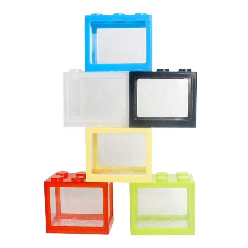 Mini aquarium Betta fish tank Multi-function colorful box Creative Building block fish tank home office Tea Table Feeding box
