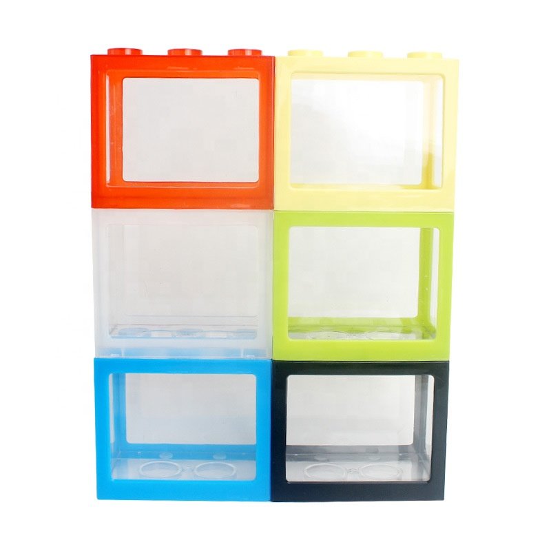 Mini aquarium Betta fish tank Multi-function colorful box Creative Building block fish tank home office Tea Table Feeding box