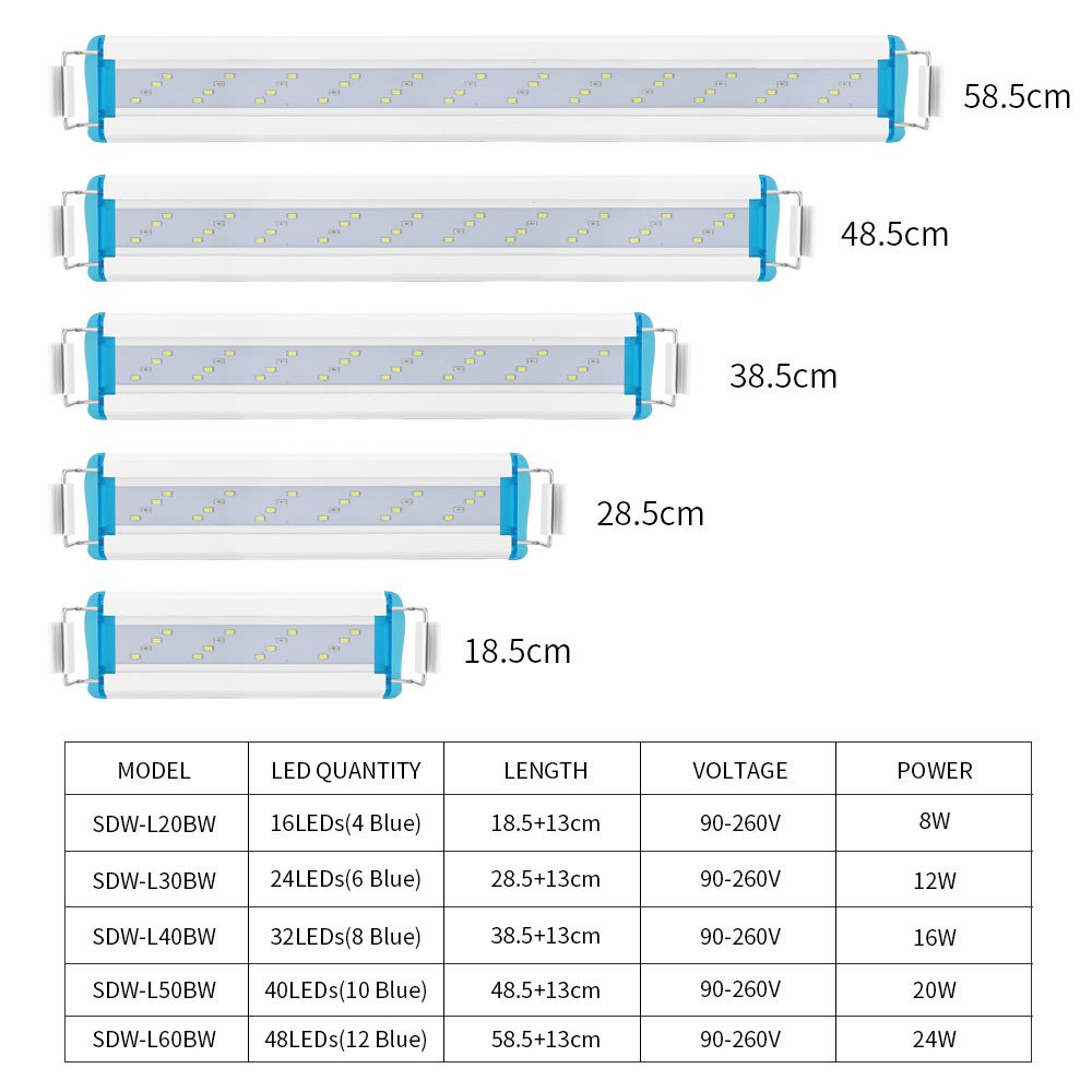 90-260V Aquarium Clip Light Super Thin Fish Tank Planted Aquarium Lamp 18-71cm LED EU Energy Aquarium Lighting