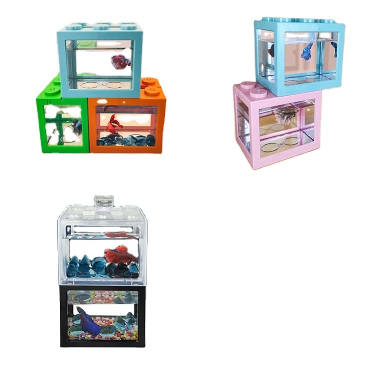 2024 New Wn Mini Beta Fish Tank Portable Clean Mini aquarium Decoration Beta Fish Tank
