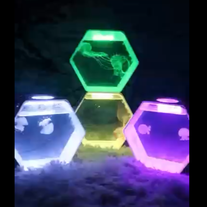 Wholesale Customized 6 Corner Abs Plastic Small Fish Tank with 6 Color Light Switching