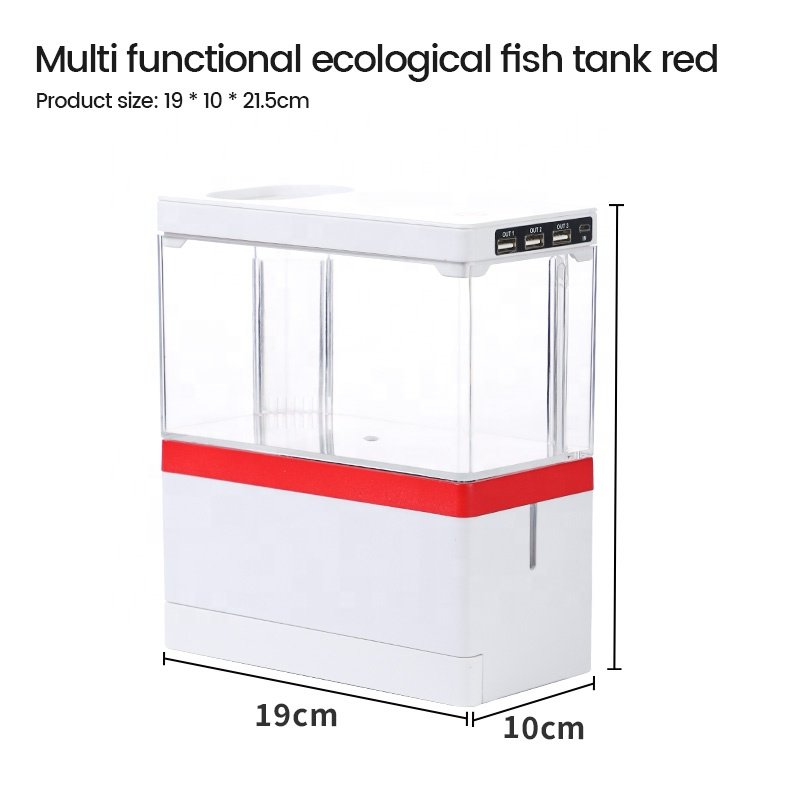 New Design Mini Desktop Acrylic Aquarium Fish Tank With USB Port And Led Aquarium Light