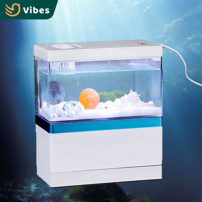 New Design Mini Desktop Acrylic Aquarium Fish Tank With USB Port And Led Aquarium Light