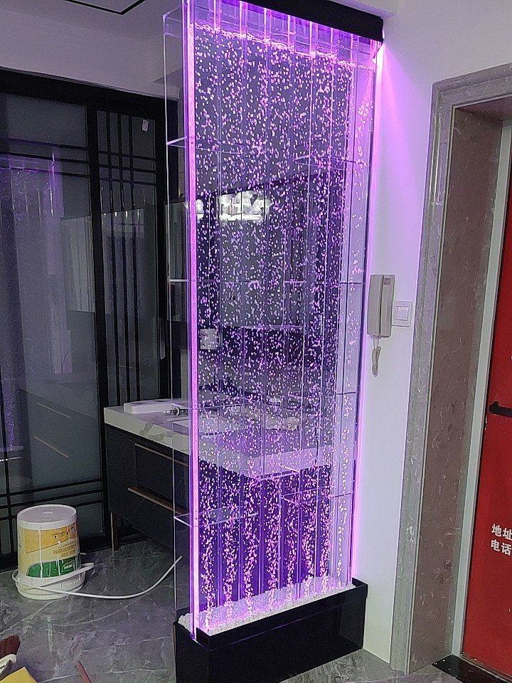 rectangle large acrylic customized size fish tank Aquarium Decorative LED lighting water flowing acrylic curtain wall