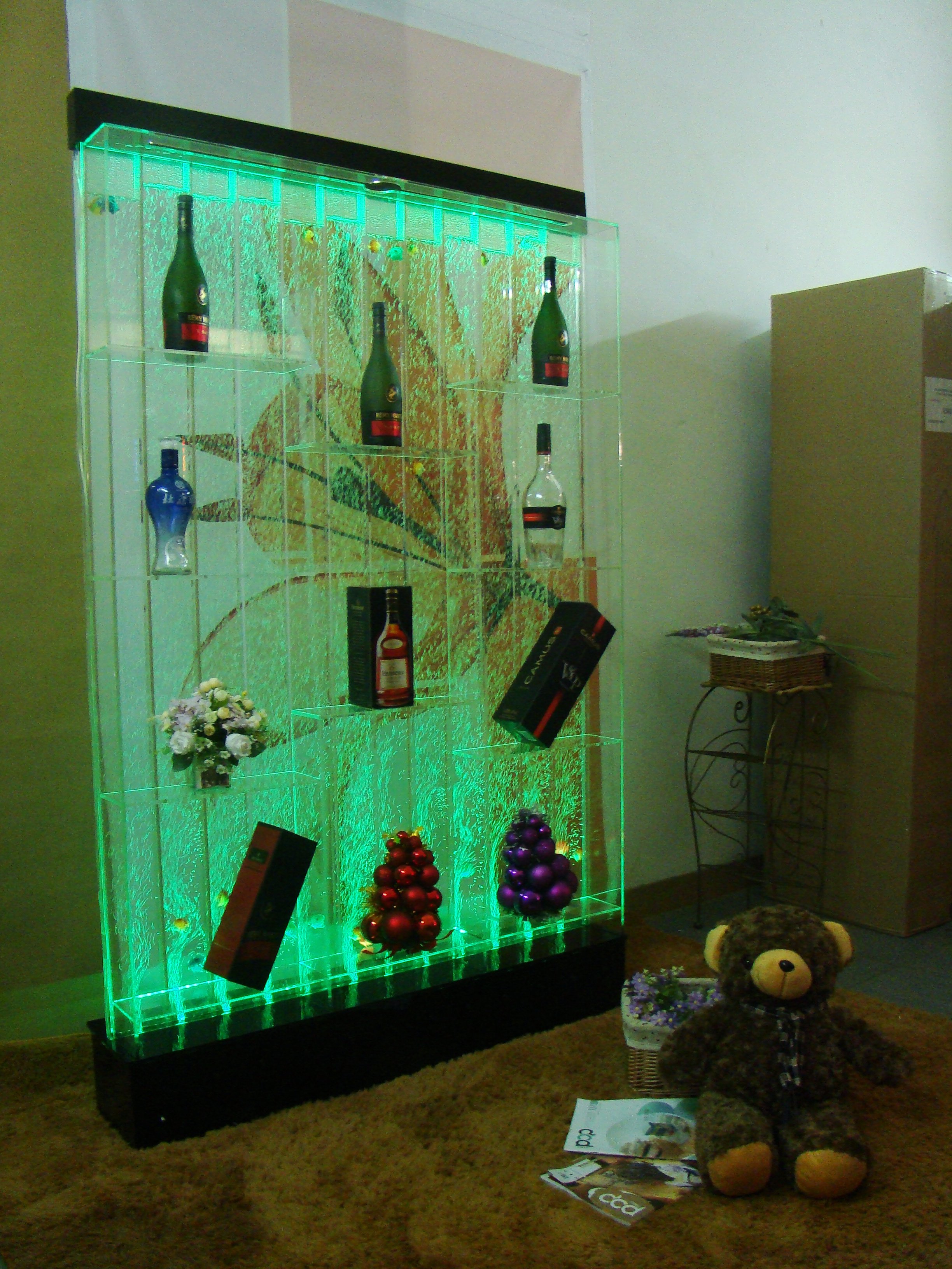 rectangle large acrylic customized size fish tank Aquarium Decorative LED lighting water flowing acrylic curtain wall