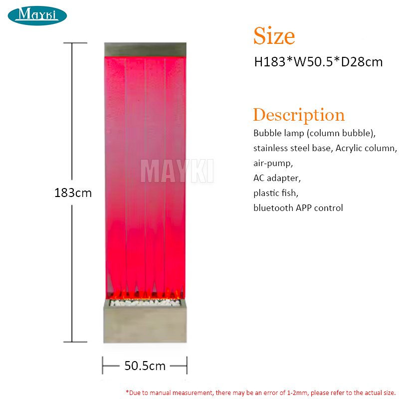 Sensory Autism Room Bubble Tube Light 72''x19'' Home Standing Bubble Fountain with Color Lights