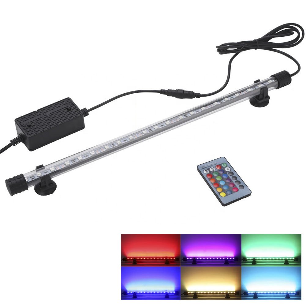 Quanlong color changing T4 submersible multicolor led aquarium accessory light wrgb fish tank lamp