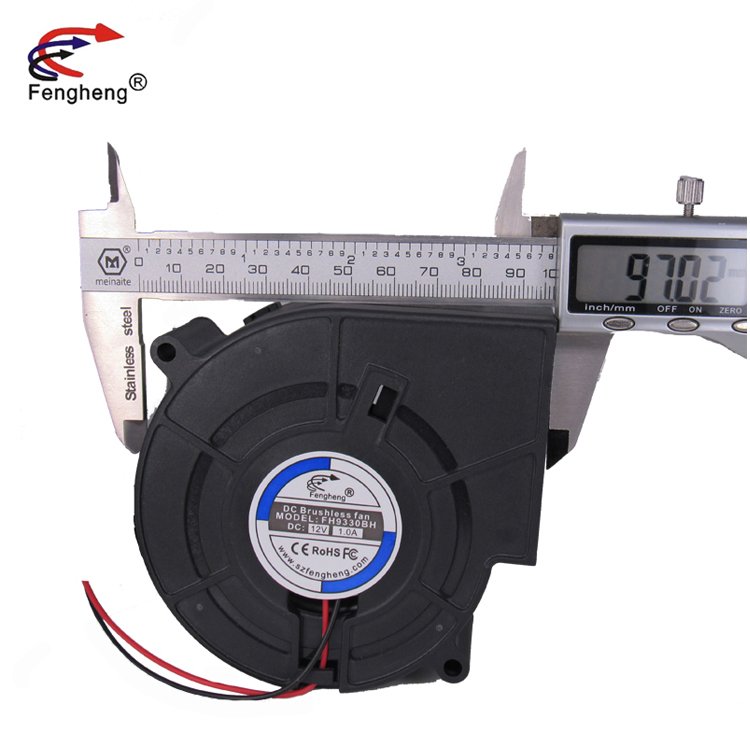 Fengheng Factory Black Plastic Exhaust Fan Blower DC 12V 24V 97MM 97*97*33MM 3000RPM Turbine Air Blower 9733