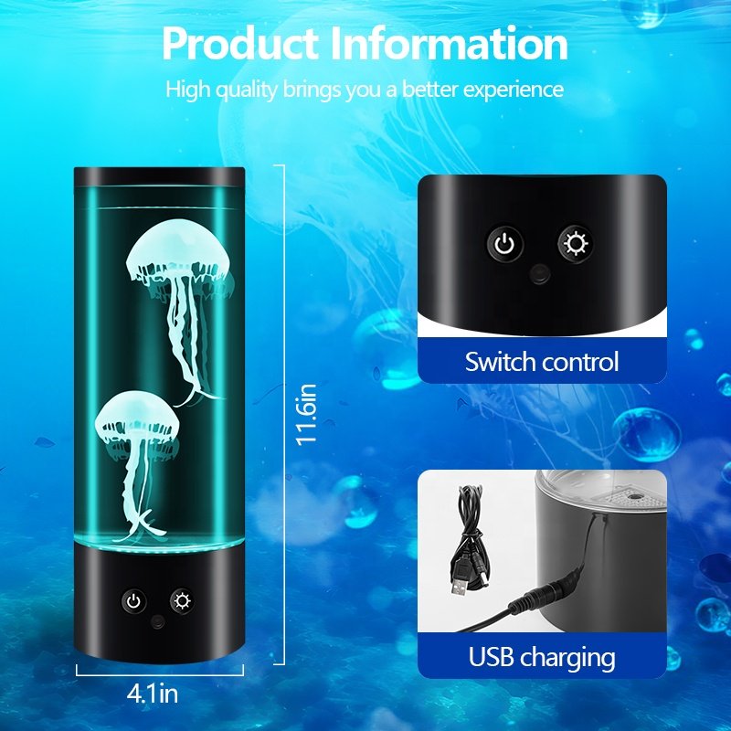 Factory Sale 11.5" Jellyfish Lamp Color Changing LED Night Lights Battery Jelly Fish Lamps Ocean Aquarium Sensory Light