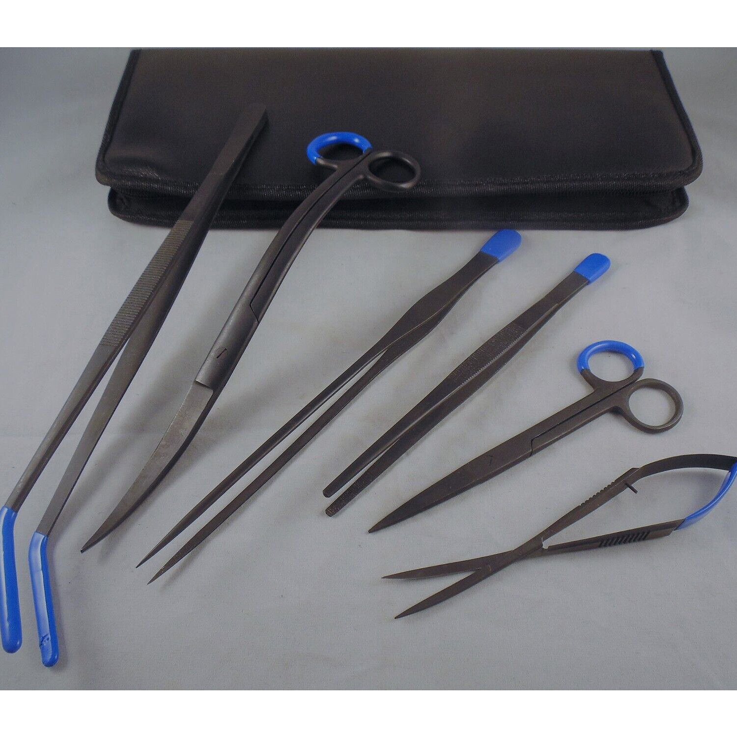 Aquarium Tank 6 in 1 Aquascaping Tool Set Spring Scissors Sharp Point Precision Tweezers Medium Point Tongs for Aquatic Plants