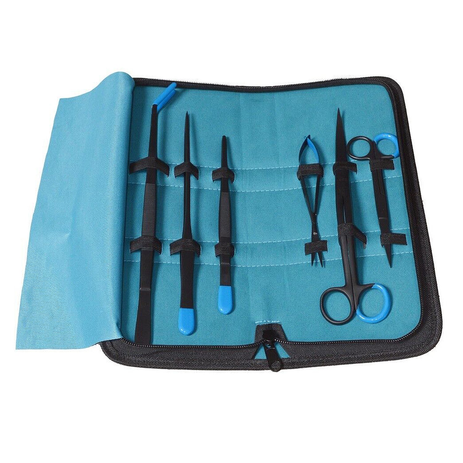 Aquarium Tank 6 in 1 Aquascaping Tool Set Spring Scissors Sharp Point Precision Tweezers Medium Point Tongs for Aquatic Plants