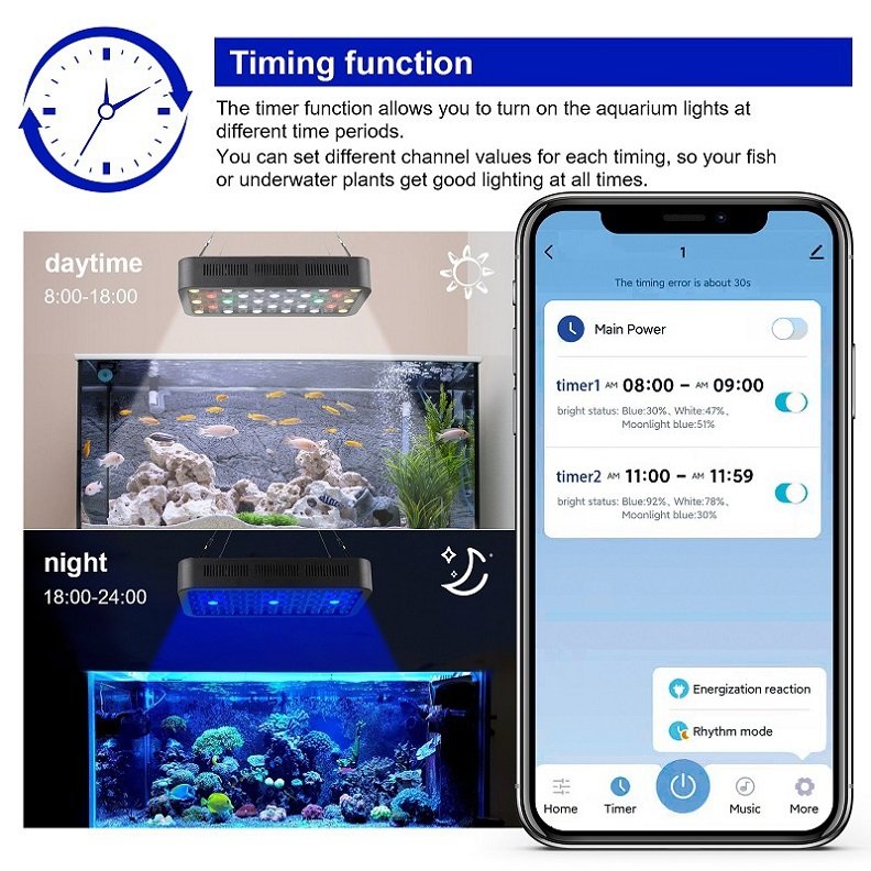 Dimmable Knob Control APP wireless BT control 165W Marine Aquarium Plant Grow COB led aquarium lights